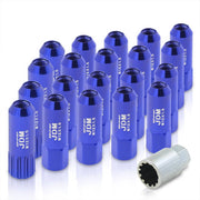 JDM Sport Universal 12 x 1.50 Extended Locking Lug Nuts Blue (20 Pieces) - 4 Pieces Locking Type Lug + Key - Parts Agent