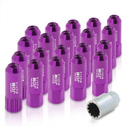 JDM Sport Universal 12 x 1.50 Extended Locking Lug Nuts Purple (20 Pieces) - 4 Pieces Locking Type Lug + Key - Parts Agent