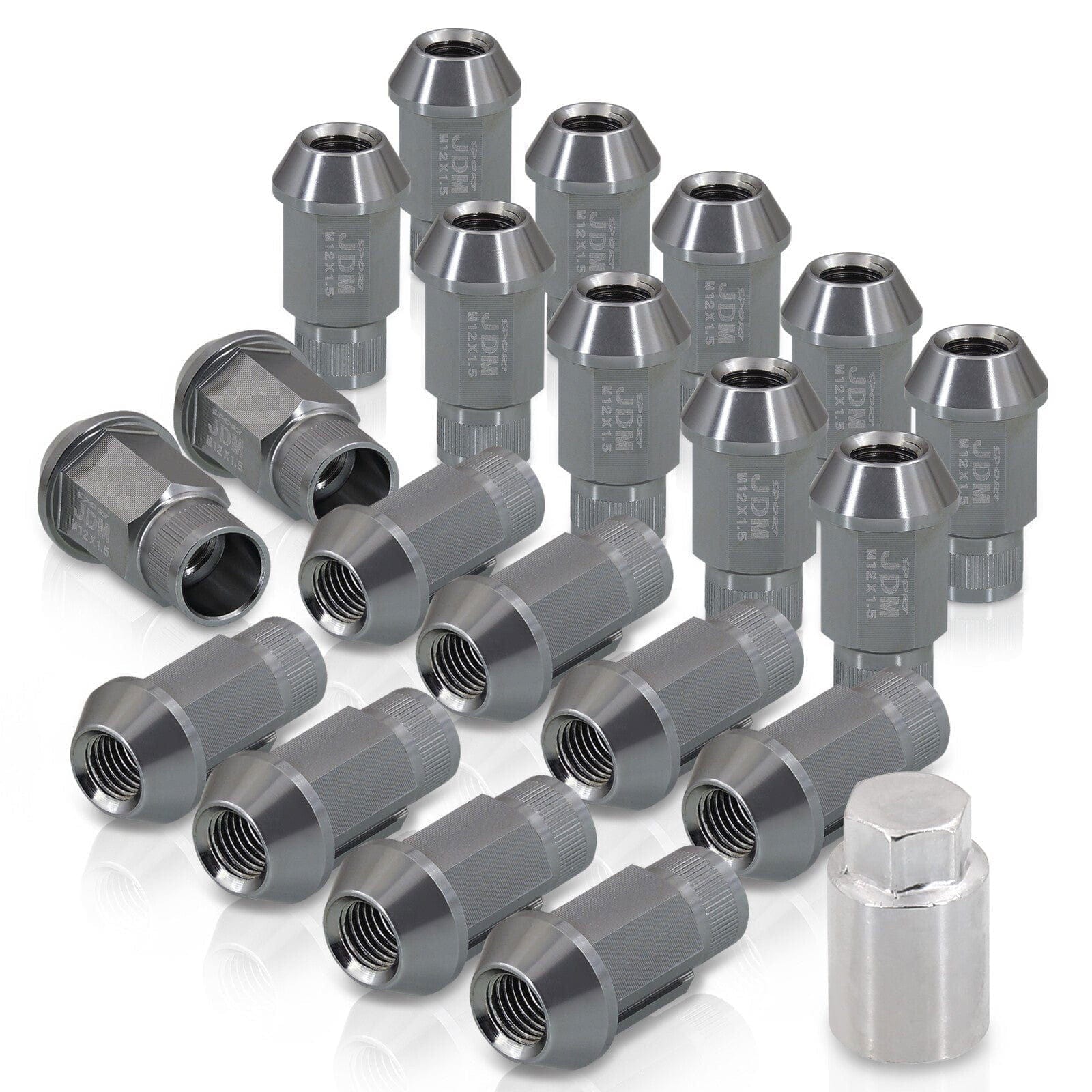 JDM Sport Universal 12 x 1.50 Lug Nuts Gunmetal (20 Pieces) - Parts Agent