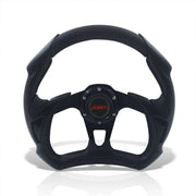 JDM Sport Universal 320mm Flat Bottom Style Aluminum Steering Wheel Black / Black - Parts Agent