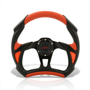 JDM Sport Universal 320mm Flat Bottom Style Aluminum Steering Wheel Black / Red - Parts Agent