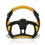 JDM Sport Universal 320mm Flat Bottom Style Aluminum Steering Wheel Black / Yellow - Parts Agent