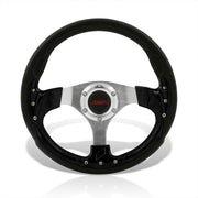 JDM Sport Universal 320mm Fusion Style Aluminum Steering Wheel Black / Black - Parts Agent
