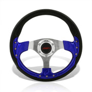 JDM Sport Universal 320mm Fusion Style Aluminum Steering Wheel Black / Blue - Parts Agent