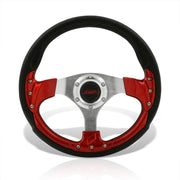JDM Sport Universal 320mm Fusion Style Aluminum Steering Wheel Black / Red - Parts Agent