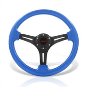 JDM Sport Universal 350mm Heavy Duty Aluminum Steering Wheel Black Center Blue - Parts Agent