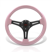 JDM Sport Universal 350mm Heavy Duty Aluminum Steering Wheel Black Center Pink - Parts Agent