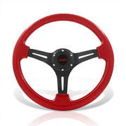 JDM Sport Universal 350mm Heavy Duty Aluminum Steering Wheel Black Center Red - Parts Agent