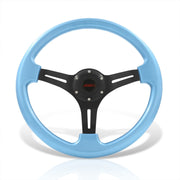 JDM Sport Universal 350mm Heavy Duty Aluminum Steering Wheel Black Center Sky Blue - Parts Agent