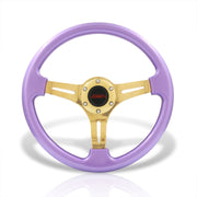 JDM Sport Universal 350mm Heavy Duty Steel Steering Wheel Gold Center Metallic Purple - Parts Agent
