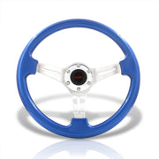 JDM Sport Universal 350mm Heavy Duty Steel Steering Wheel Polished Center Metallic Blue - Parts Agent