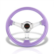 JDM Sport Universal 350mm Heavy Duty Steel Steering Wheel Polished Center Metallic Purple - Parts Agent