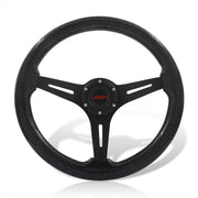 JDM Sport Universal 350mm Wood Grain Style Aluminum Steering Wheel Black Center Metallic Black Wood - Parts Agent