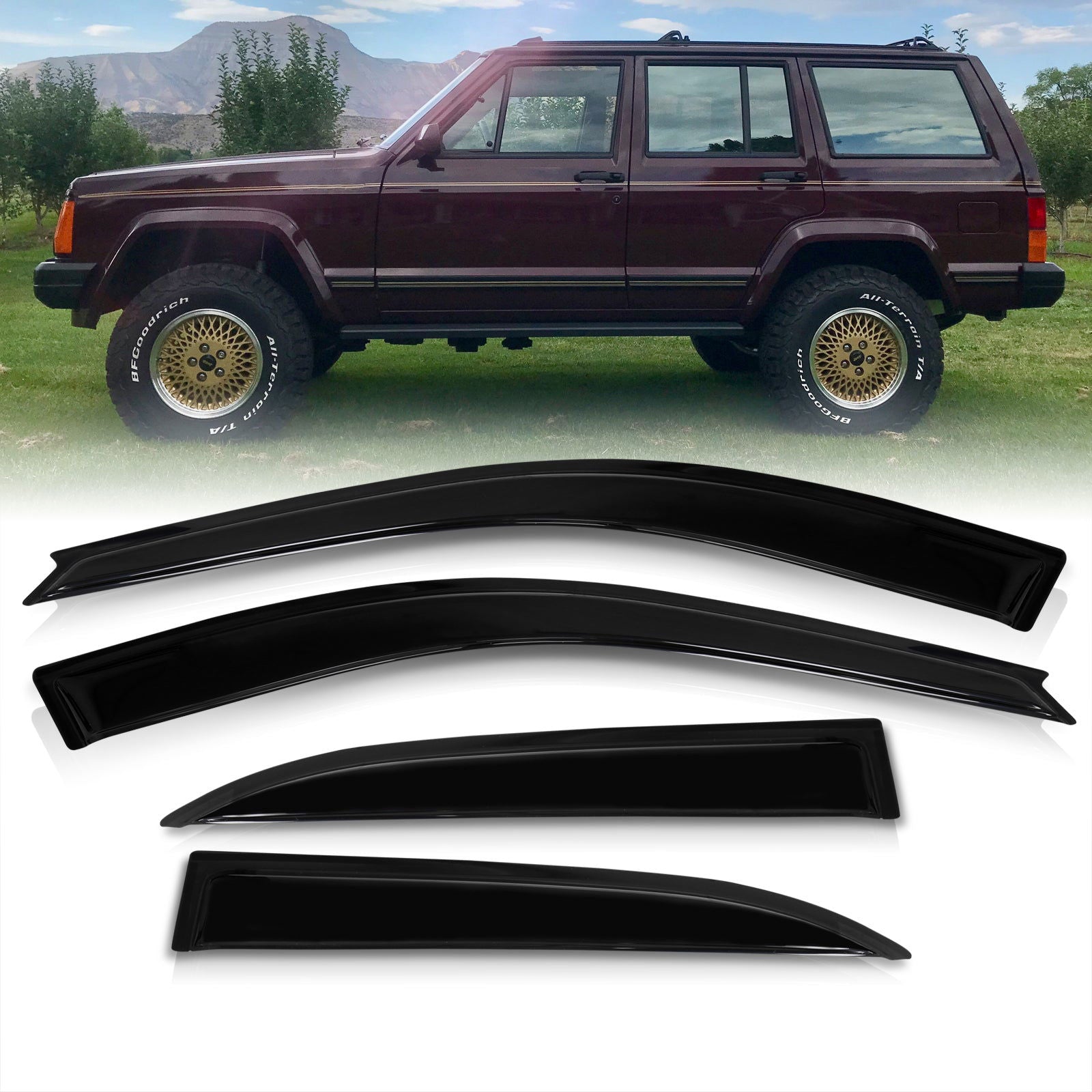 Jeep Cherokee XJ 1984-2001 4 Door Tape On Window Visors - Parts Agent