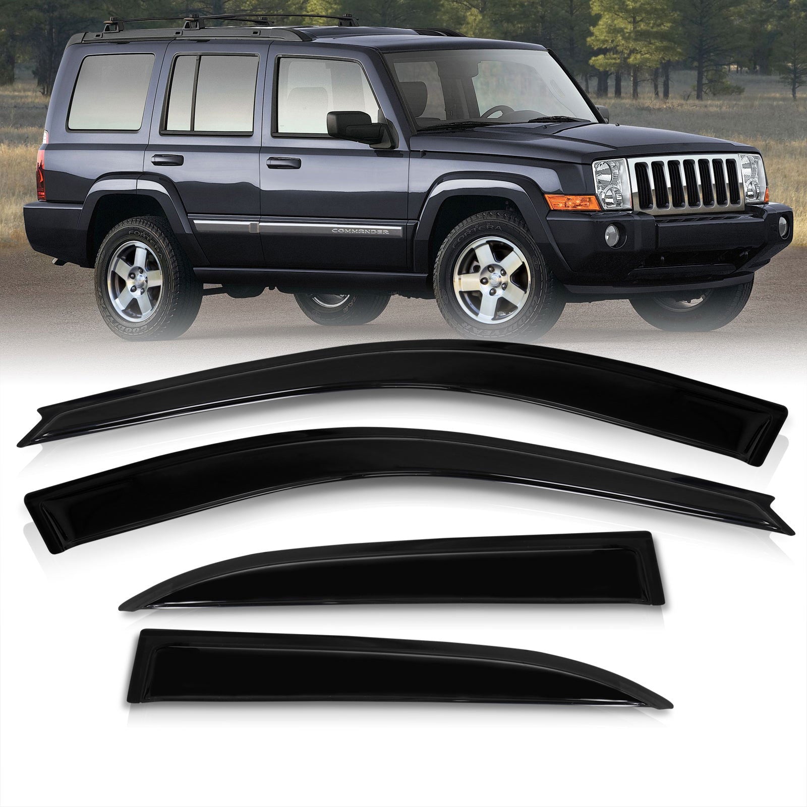 Jeep Commander 2006-2010 4 Door Tape On Window Visors - Parts Agent