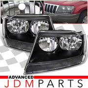 Jeep Grand Cherokee 1999-2004 Factory Style Headlights Black Housing Clear Len Clear Reflector - Parts Agent