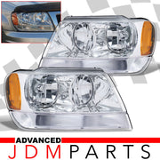 Jeep Grand Cherokee 1999-2004 Factory Style Headlights Chrome Housing Clear Len Amber Reflector - Parts Agent