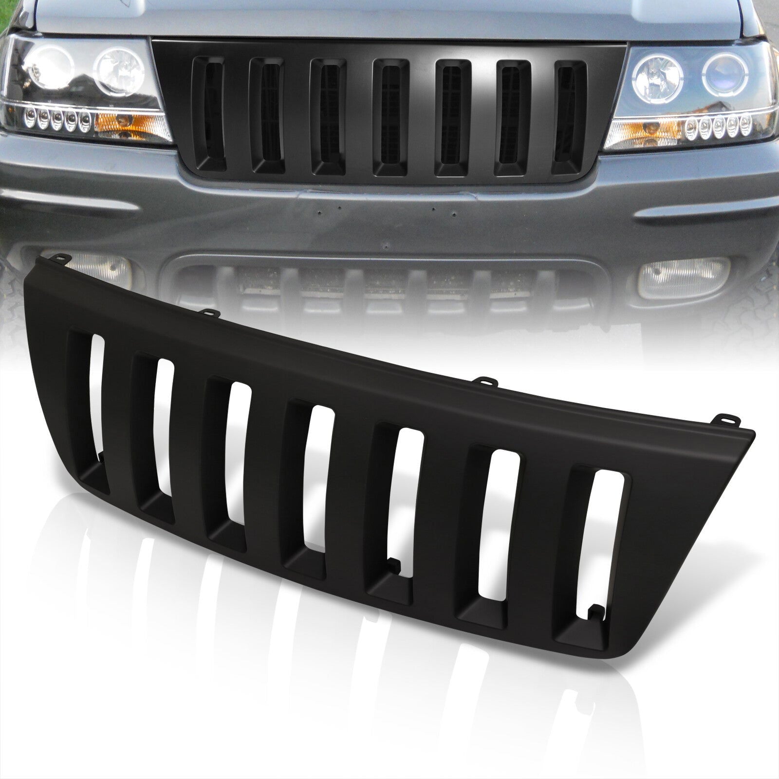 Jeep Grand Cherokee 1999-2004 Vertical Style Front Grille Black - Parts Agent