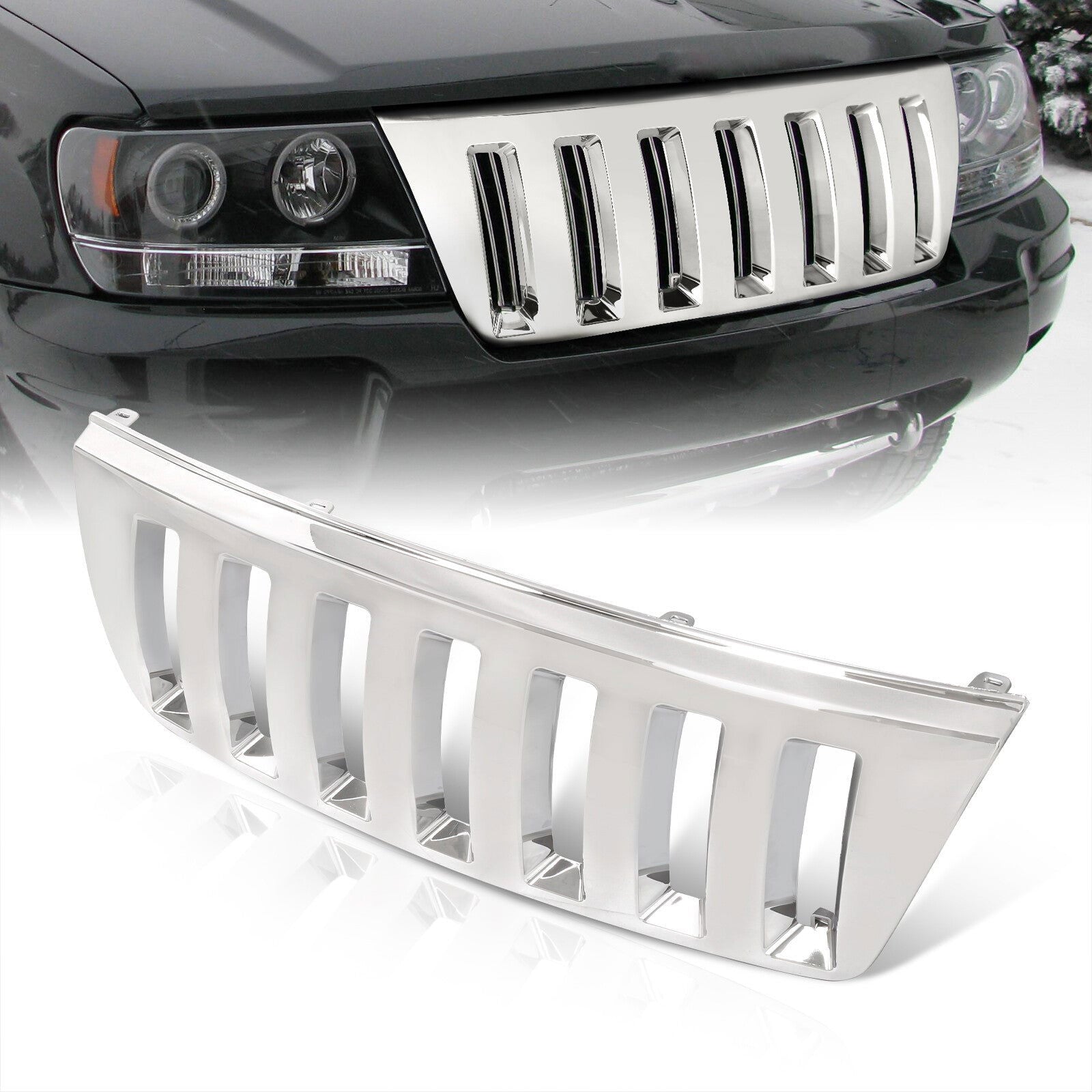 Jeep Grand Cherokee 1999-2004 Vertical Style Front Grille Chrome - Parts Agent