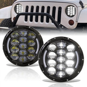 Jeep Wrangler 1997-2017 Cree LED Projector Headlights Black Housing Clear Len - Parts Agent