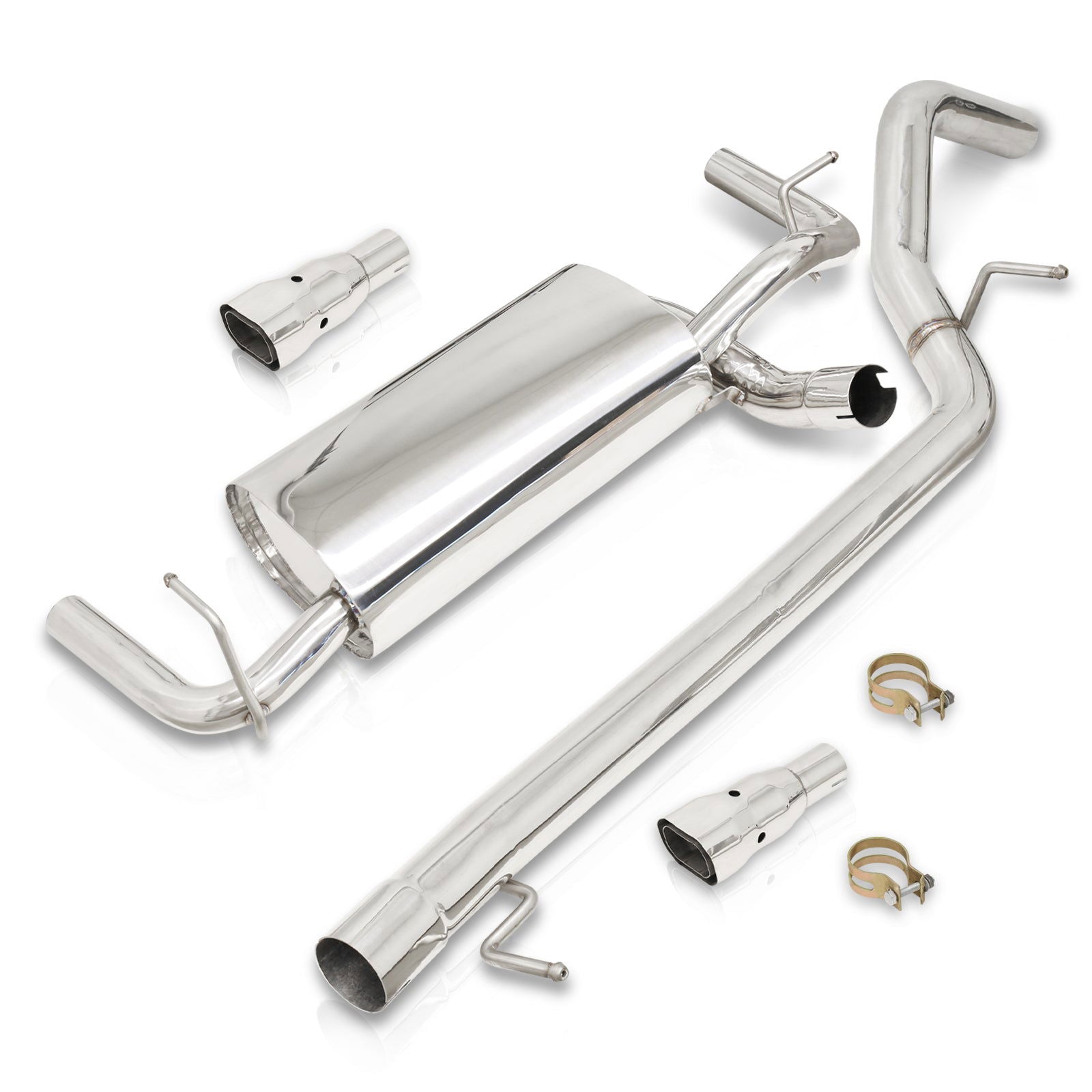 Jeep Wrangler 2 Door 2007-2017 Dual Tip Stainless Steel Catback Exhaust System (Piping: 2.5" / 65mm | Tip: 3.5") - Parts Agent