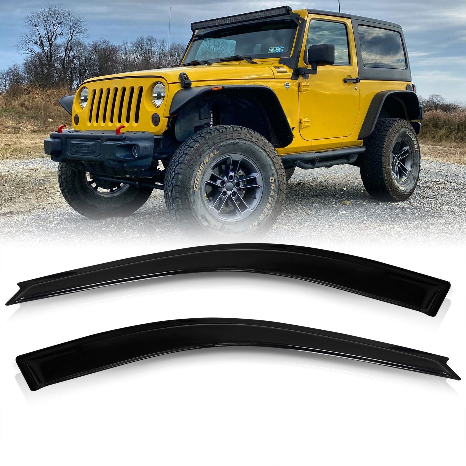 Jeep Wrangler JK 2007-2017 2 Door Tape On Window Visors - Parts Agent