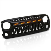 Jeep Wrangler JK 2007-2018 Front Grille Black with Amber LED DRL Running Lights - Parts Agent