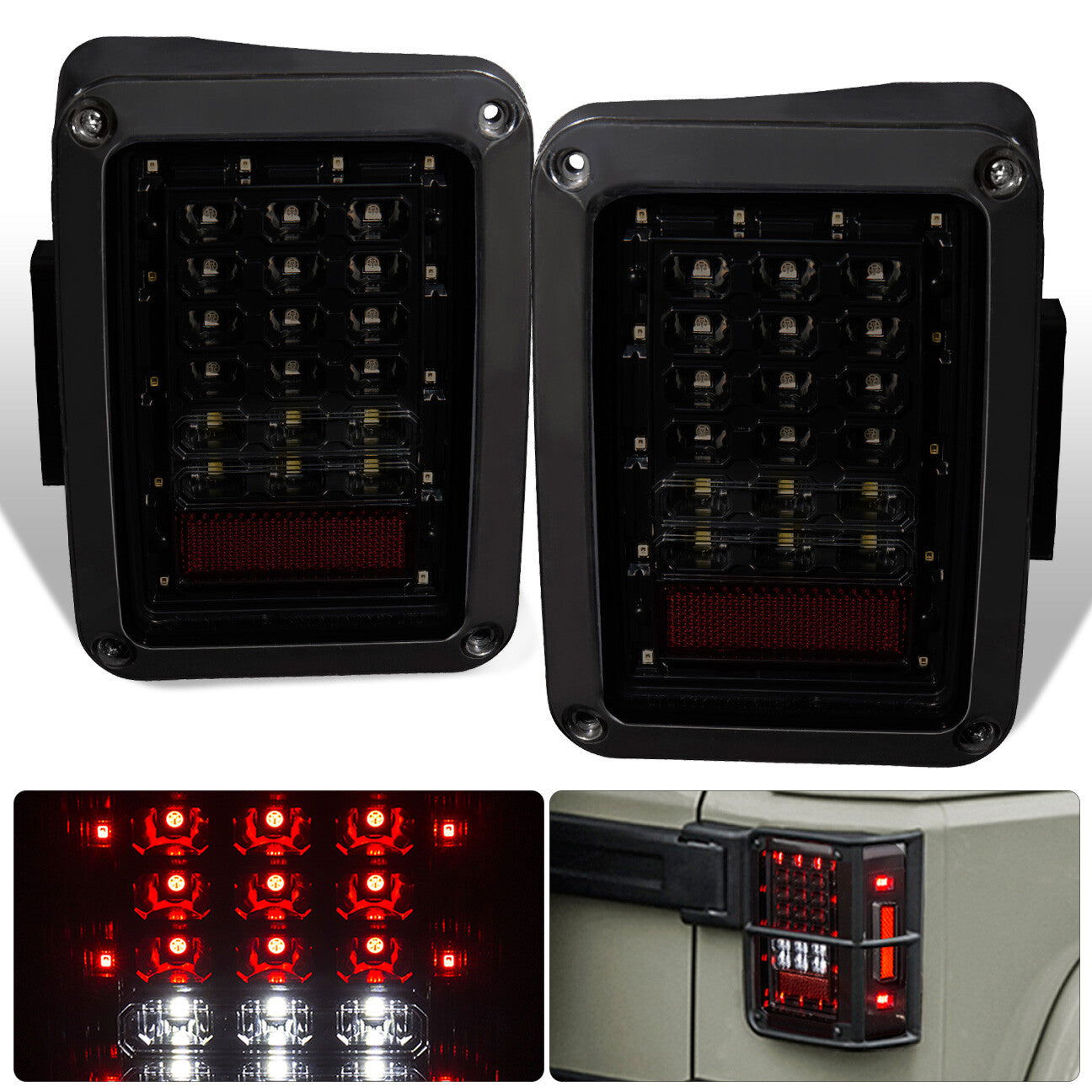 Jeep Wrangler JK 2007-2018 LED Tail Lights Chrome Housing Smoke Len - Parts Agent