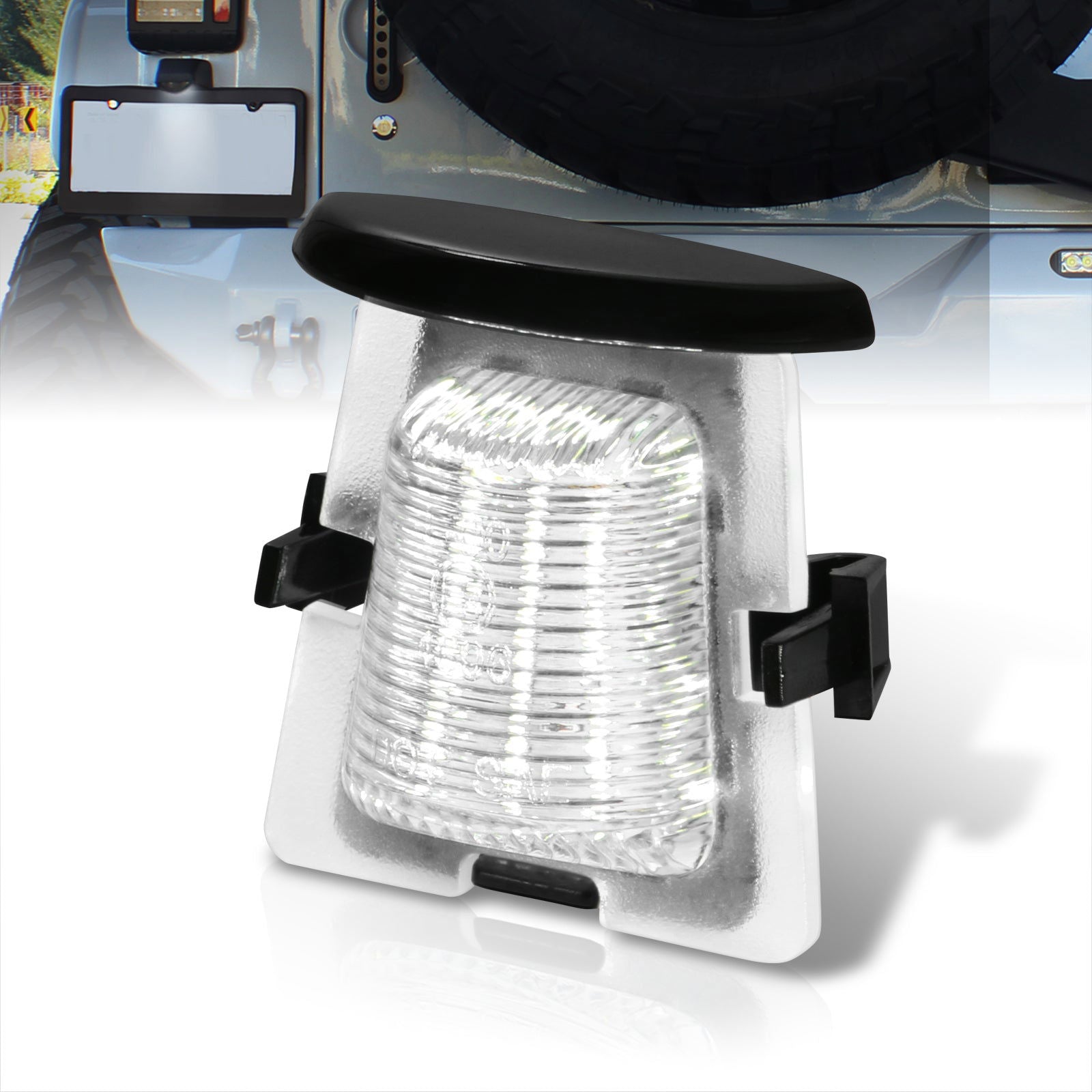 Jeep Wrangler JK 2007-2018 White SMD LED License Plate Lights Clear Len - Parts Agent