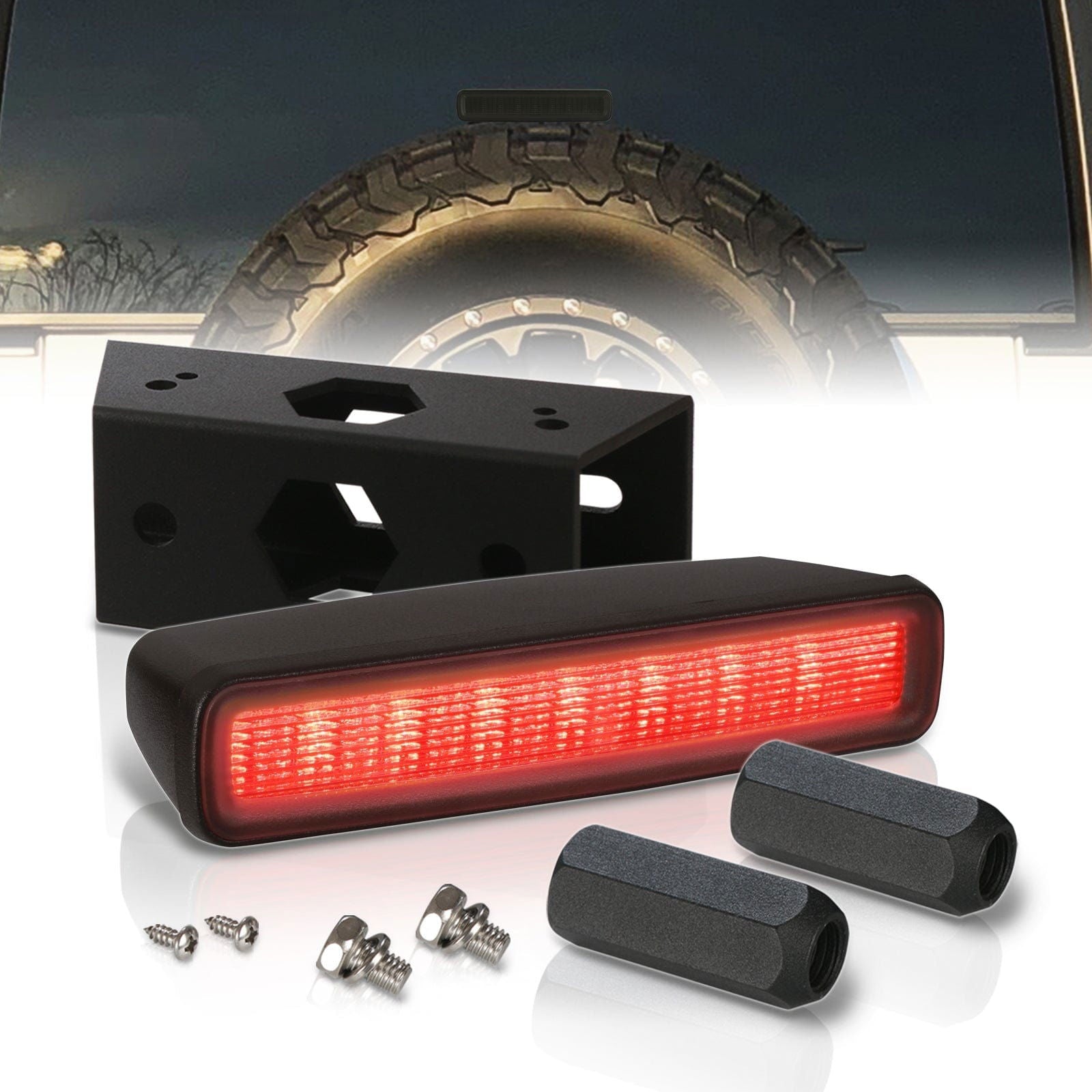 Jeep Wrangler JL 2018-2024 LED 3rd Brake Light With Relocation Kit Chrome Housing Smoke Len - Parts Agent