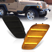 Jeep Wrangler TJ 1997-2006 Front Amber LED Side Marker Lights Smoke Len - Parts Agent