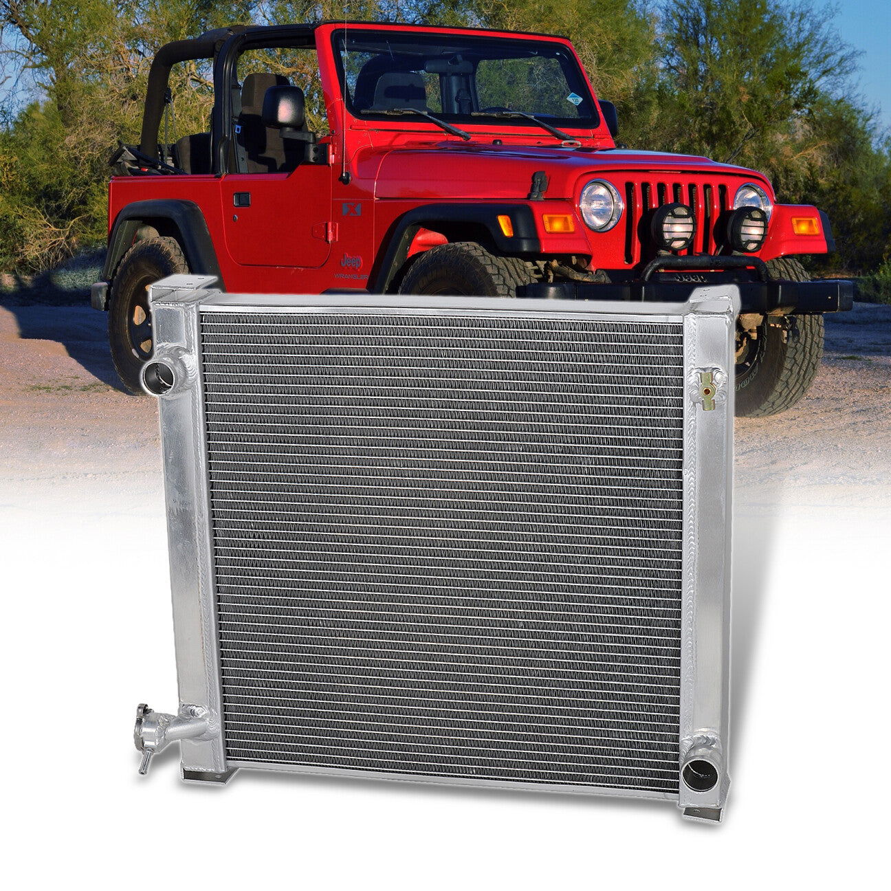 Jeep Wrangler TJ YJ 1987-2006 Manual Transmission Aluminum Radiator - Parts Agent