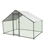 Large Walk-in Metal Chicken Coop 6.6x10x6.6ft Poultry Cage Hen House w/Cover - Parts Agent