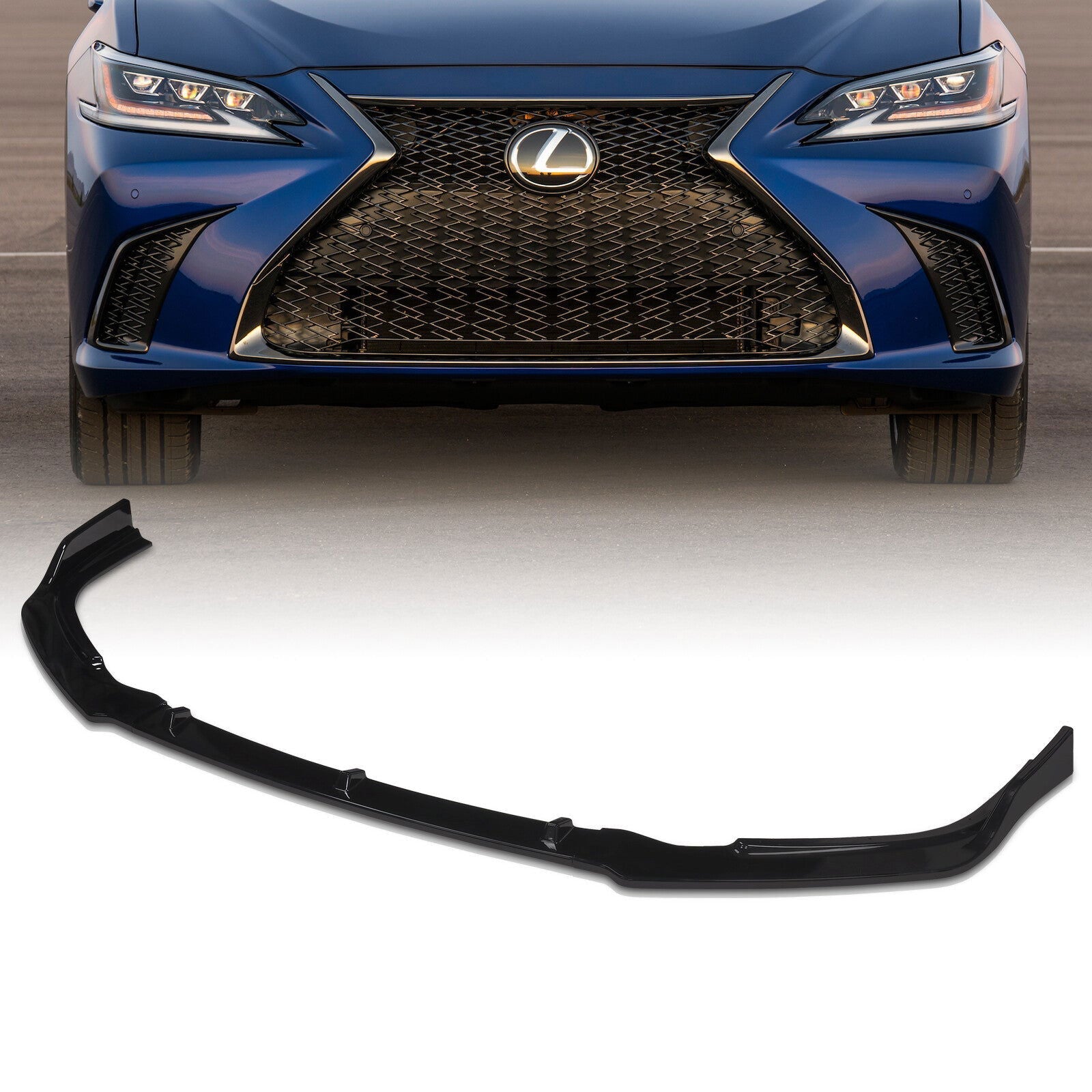 Lexus ES 350 2019-2021 3-Piece Style Front Bumper Lip Gloss Black - Parts Agent