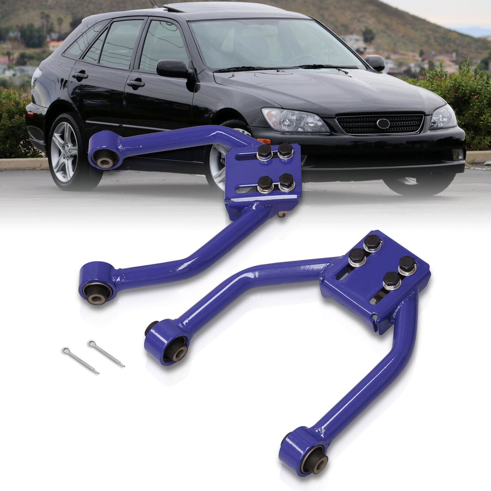 Lexus IS300 2001-2005 Front Upper Tubular Control Arms Camber Kit Black - Parts Agent