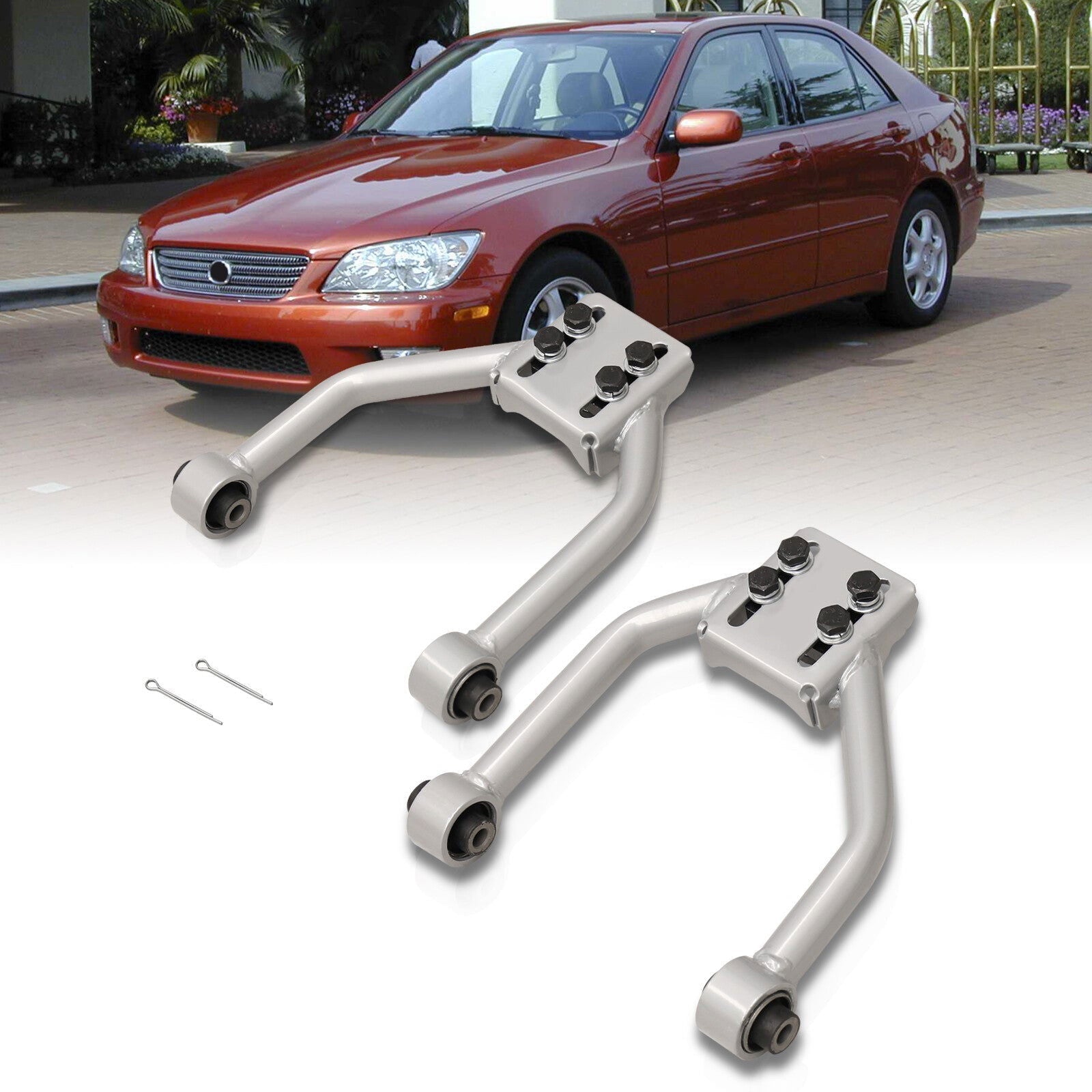 Lexus IS300 2001-2005 Front Upper Tubular Control Arms Camber Kit Silver - Parts Agent