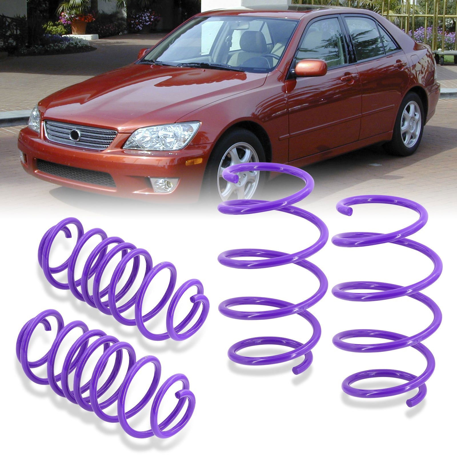 Lexus IS300 2001-2005 Lowering Springs Purple (Front ~2.0" / Rear ~2.0") - Parts Agent