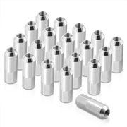 M12 x1.25mm Thread Open End Heavy Duty Steel Extended Lug Nuts Silver (20Piece) - Parts Agent