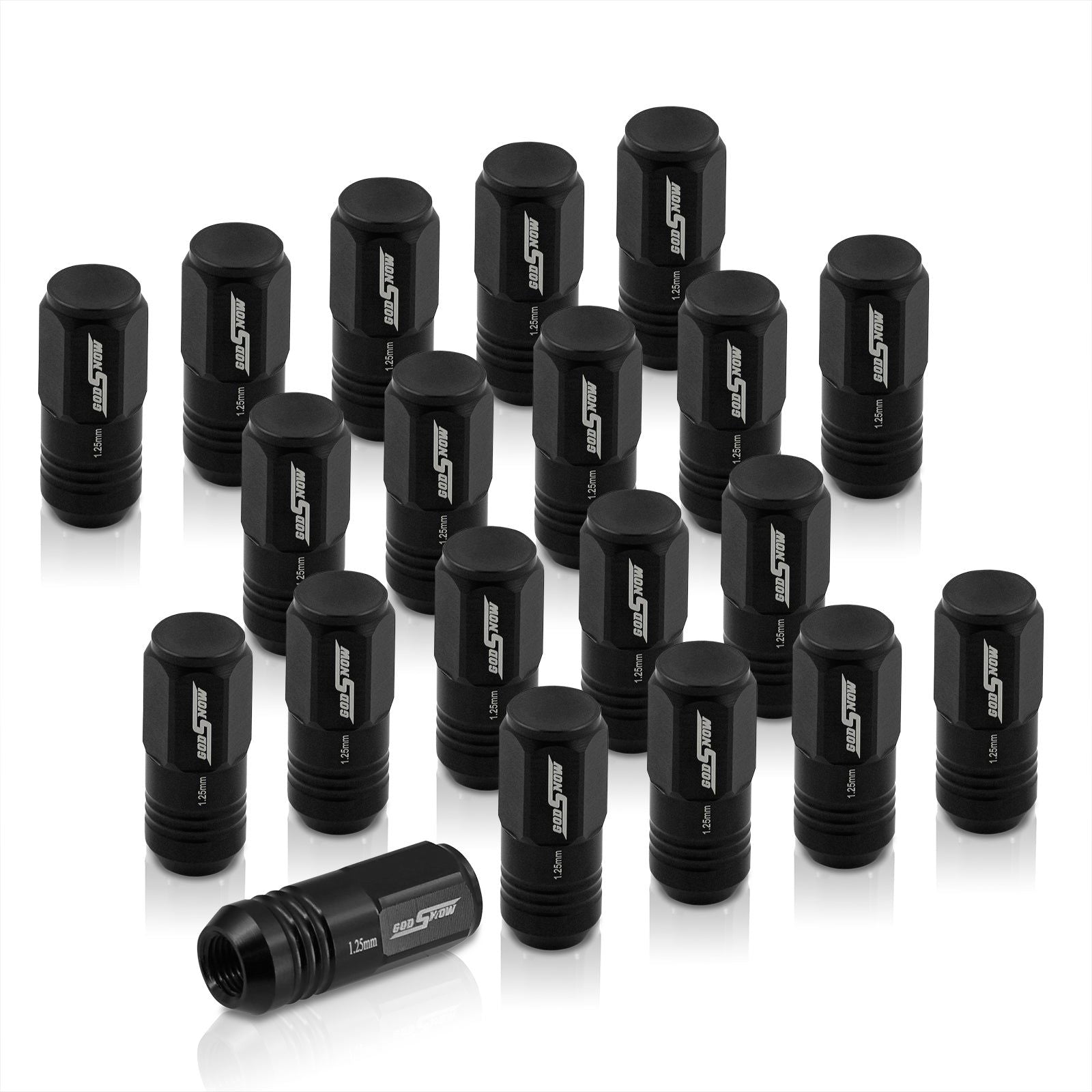 M12 x 1.25 Aluminum Closed Lug Nuts Black (20 Piece) - Parts Agent