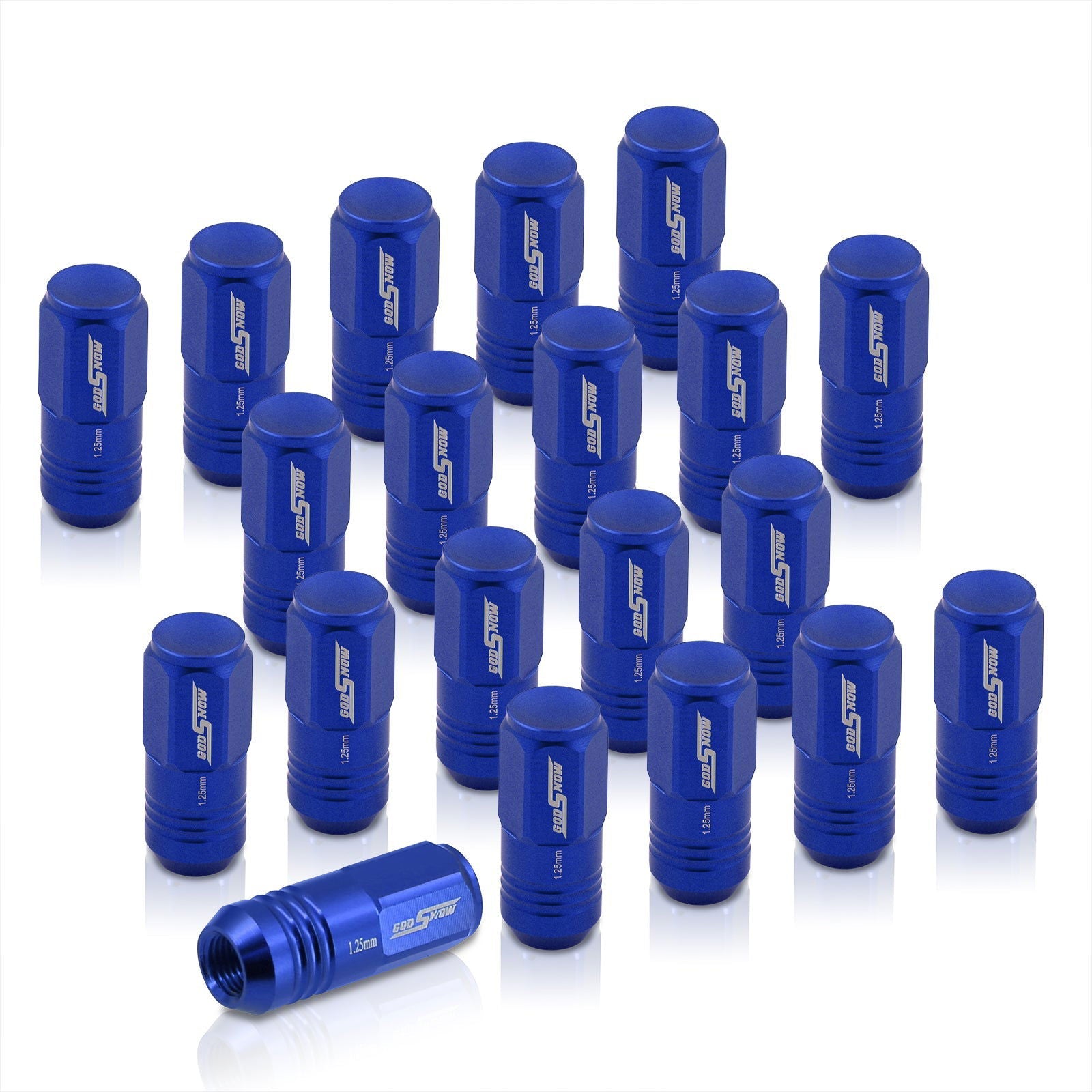 M12 x 1.25 Aluminum Closed Lug Nuts Blue (20 Piece) - Parts Agent