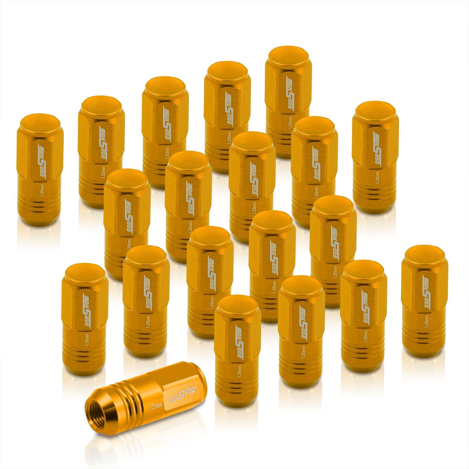 M12 x 1.25 Aluminum Closed Lug Nuts Gold (20 Piece) - Parts Agent