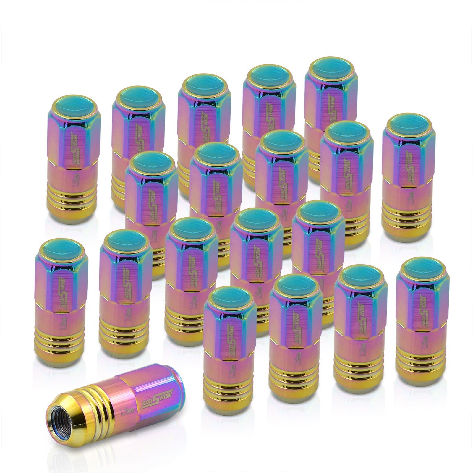 M12 x 1.25 Aluminum Closed Lug Nuts Neo Chrome (20 Piece) - Parts Agent
