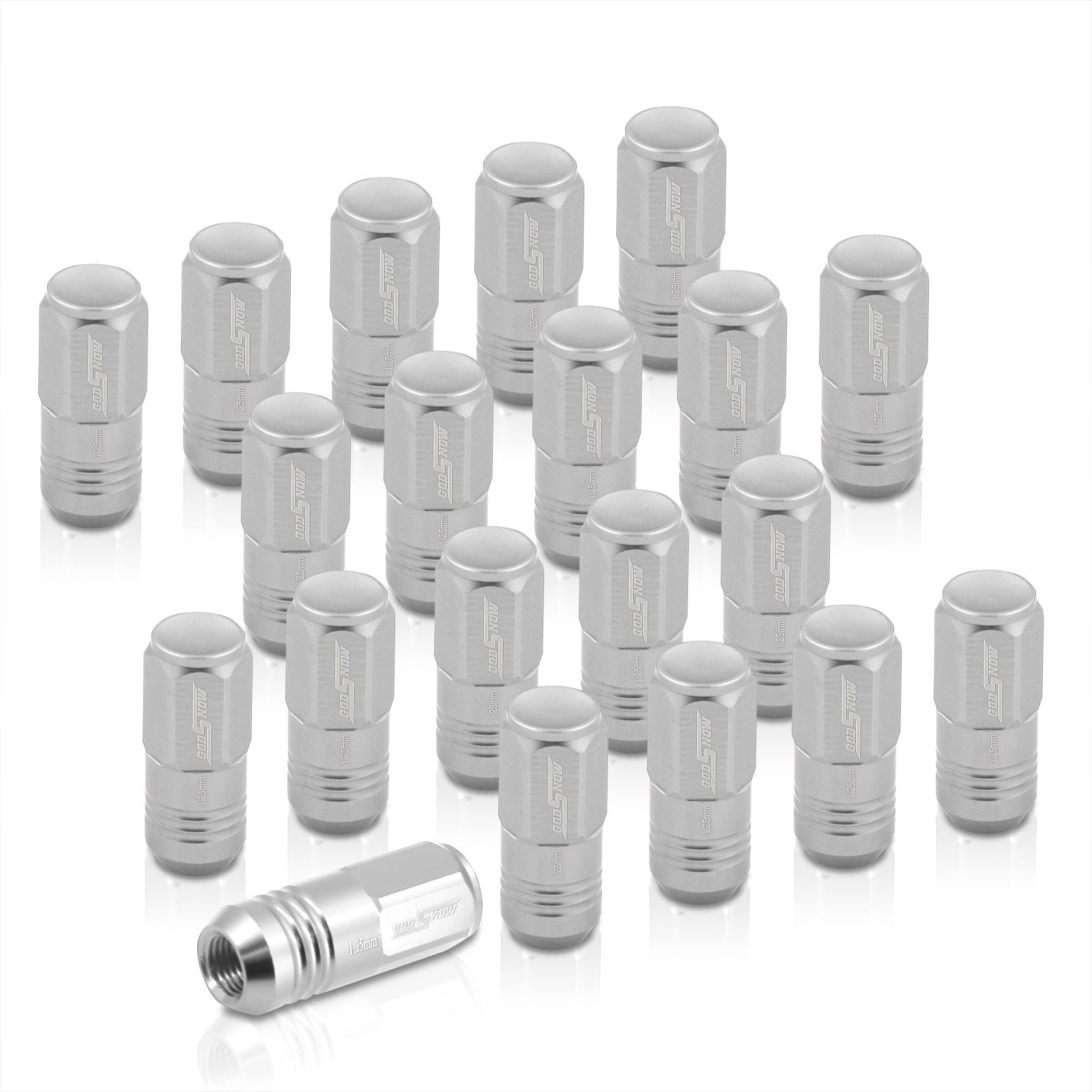 M12 x 1.25 Aluminum Closed Lug Nuts Silver (20 Piece) - Parts Agent