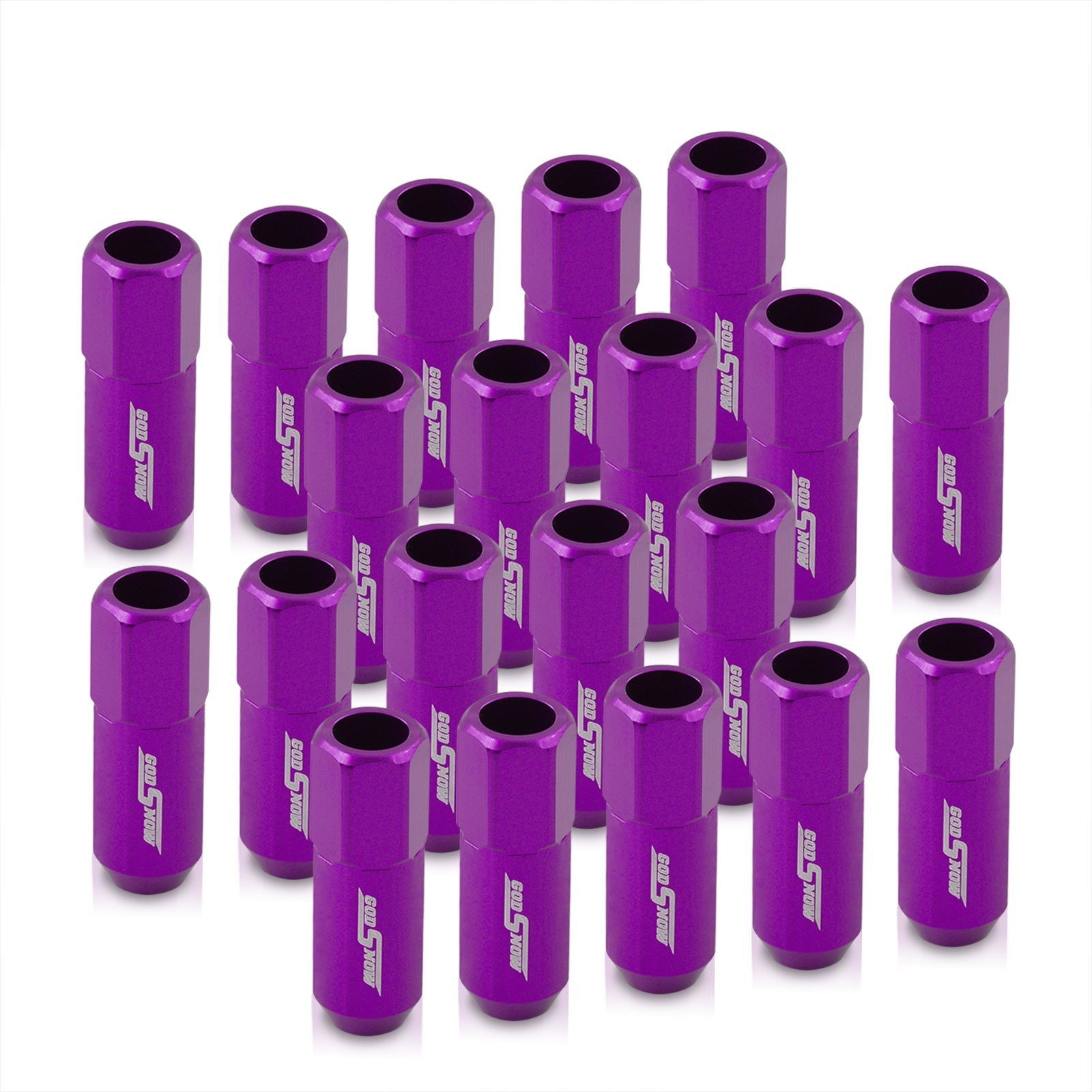 M12 x 1.25 Extended Aluminum Open Lug Nuts Purple (20 Piece) - Parts Agent