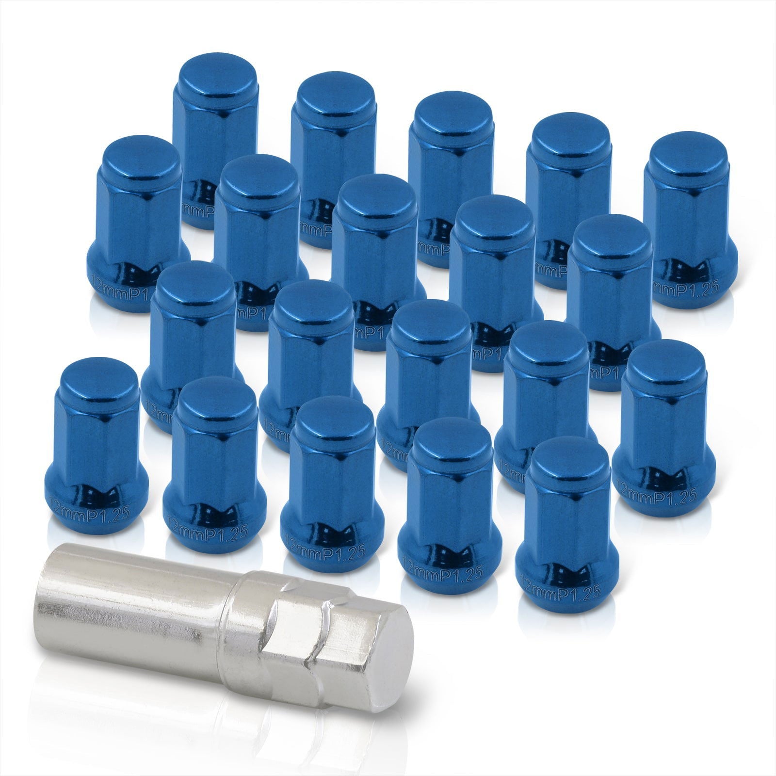 M12 x 1.25 OEM Style Steel Lug Nuts Blue (20 Piece) - Parts Agent