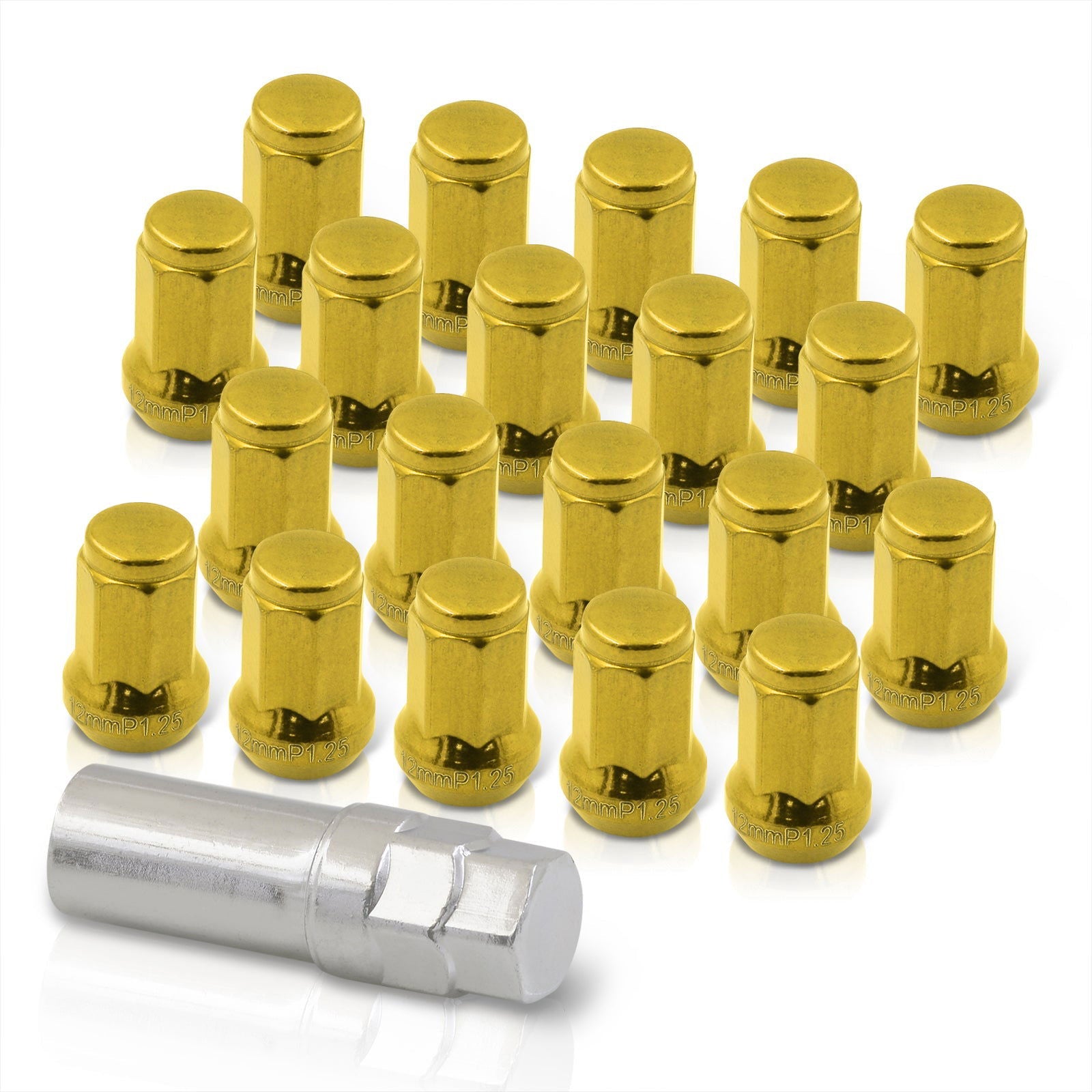M12 x 1.25 OEM Style Steel Lug Nuts Gold (20 Piece) - Parts Agent