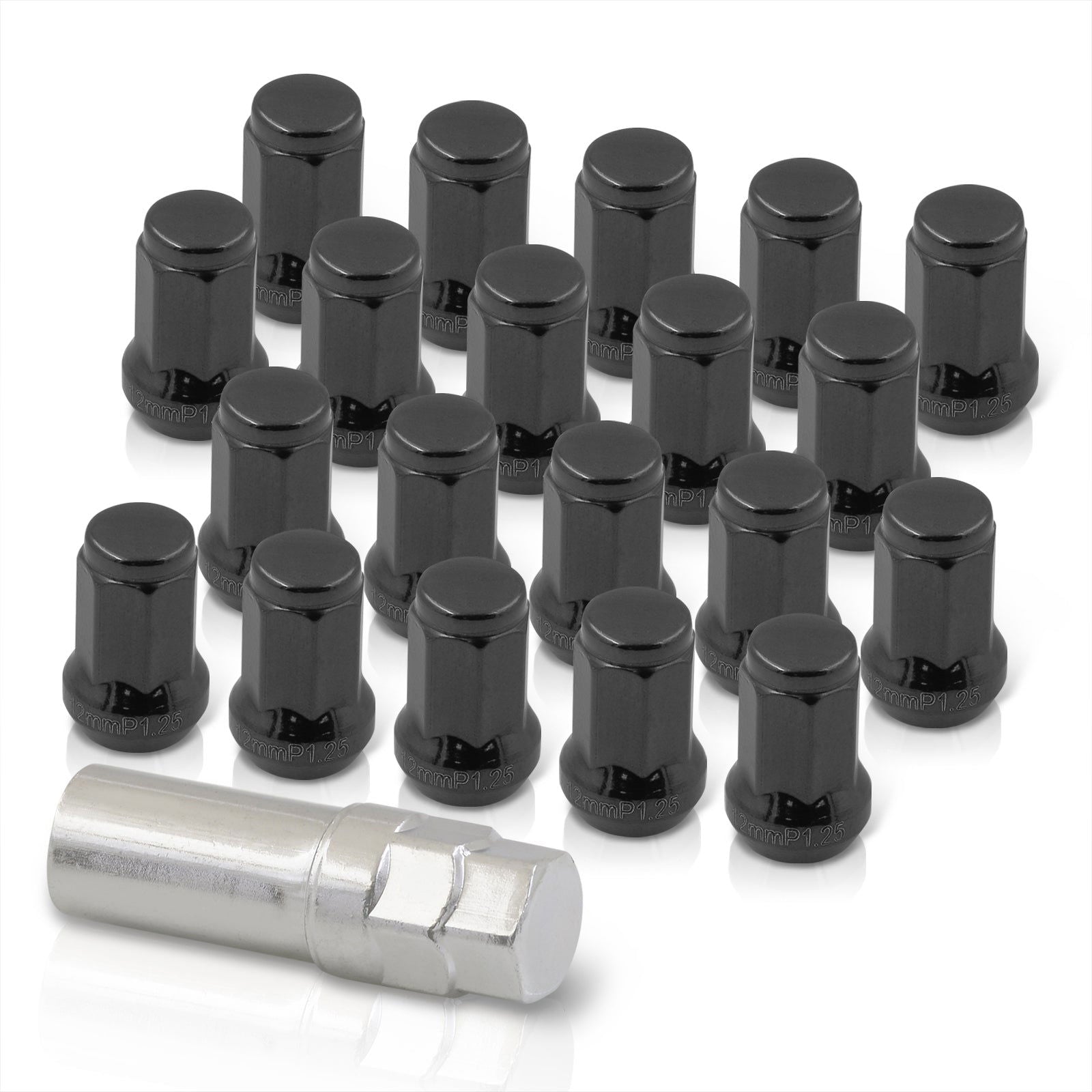 M12 x 1.25 OEM Style Steel Lug Nuts Gunmetal Chrome (20 Piece) - Parts Agent