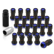 M12 x 1.25 Steel Body Lug Nuts Black Body Blue Cap (20 Piece) - Parts Agent