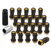 M12 x 1.25 Steel Body Lug Nuts Black Body Gold Cap (20 Piece) - Parts Agent
