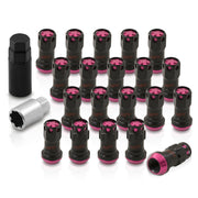 M12 x 1.25 Steel Body Lug Nuts Black Body Pink Cap (20 Piece) - Parts Agent